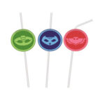 6 pailles PYJAMASQUES (plastique)