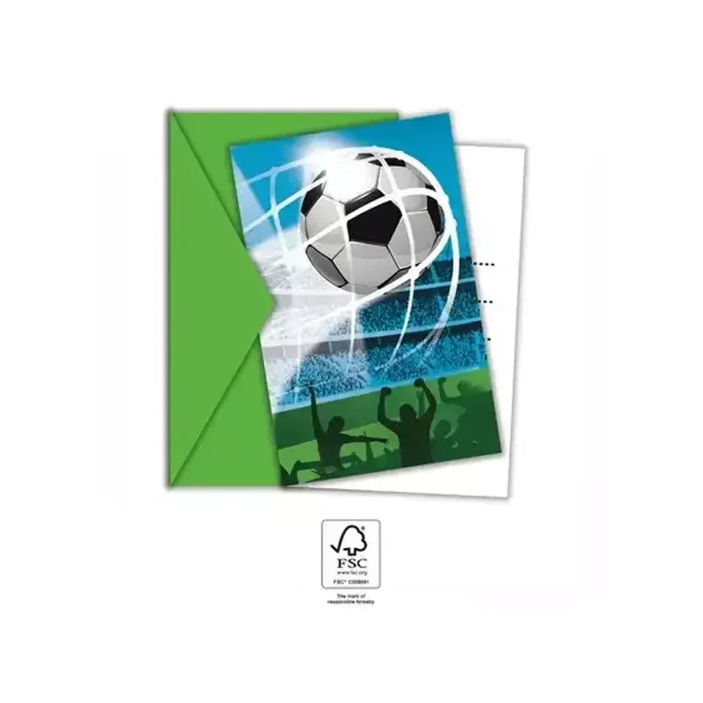 6 cartes d'invitation + enveloppes FOOTBALL