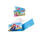 8 cartes d'invitation + enveloppes SUPER MARIO