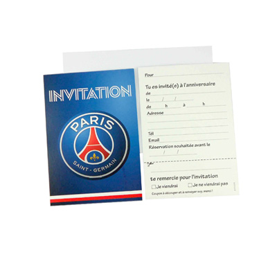 6 cartes d'invitation+enveloppes PSG