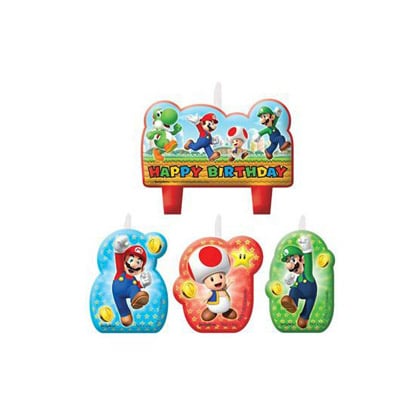 Bougies-danniversaire-Super-Mario-Deluxe-paquet-de-4 4 bougies SUPER MARIO – Image 1
