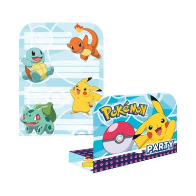 8 cartes invit 8 cartes d'invitation + enveloppes POKEMON – Image 1