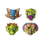 4 masques de fête DINOSAURE