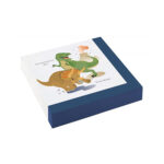 20 serviettes à jeter DINOSAURE (bleu/blanc)