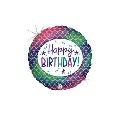 ballon 46 Ballon aluminium Happy Birthday SIRENE (46cm) – Image 1