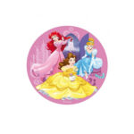 Disque décoratif pour gâteau PRINCESSES DISNEY (fond rose)