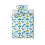 Parure de lit (pour berceau) DINOSAURE (bleu-vert)