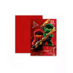 6 cartes d'invitation + enveloppes LEGO NINJAGO