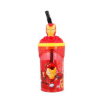 Verre avec couvercle 3D + paille IRON MAN AVENGERS