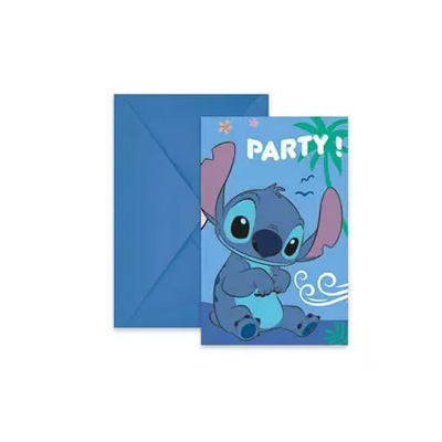 6 invit 6 cartes d'invitation+enveloppes STITCH – Image 1