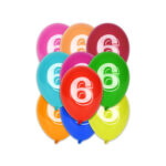 8 ballons latex chiffre 6