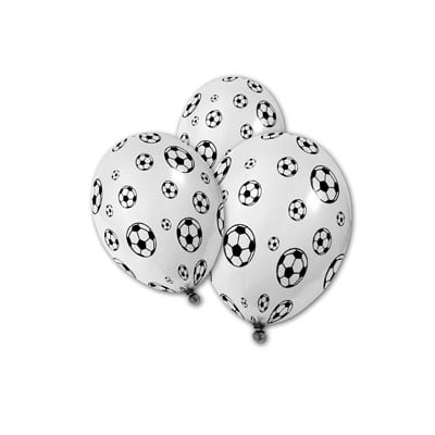 5 BALLONS NB 5 ballons latex (n&b) FOOTBALL – Image 1