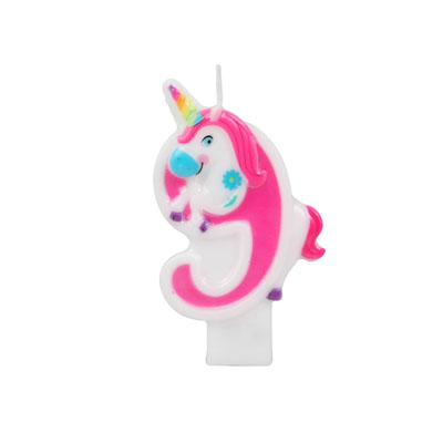 licorne 9 Bougie 3D LICORNE (de 1 à 9) – Image 1