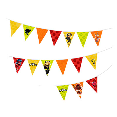 guirlande fanion Guirlande décorative fanions MIRACULOUS LADY BUG – Image 1