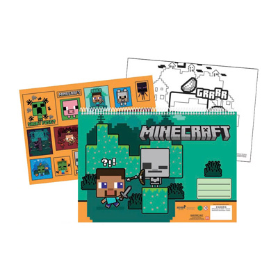bloc Bloc à dessin 30 feuilles + autocollants MINECRAFT – Image 1
