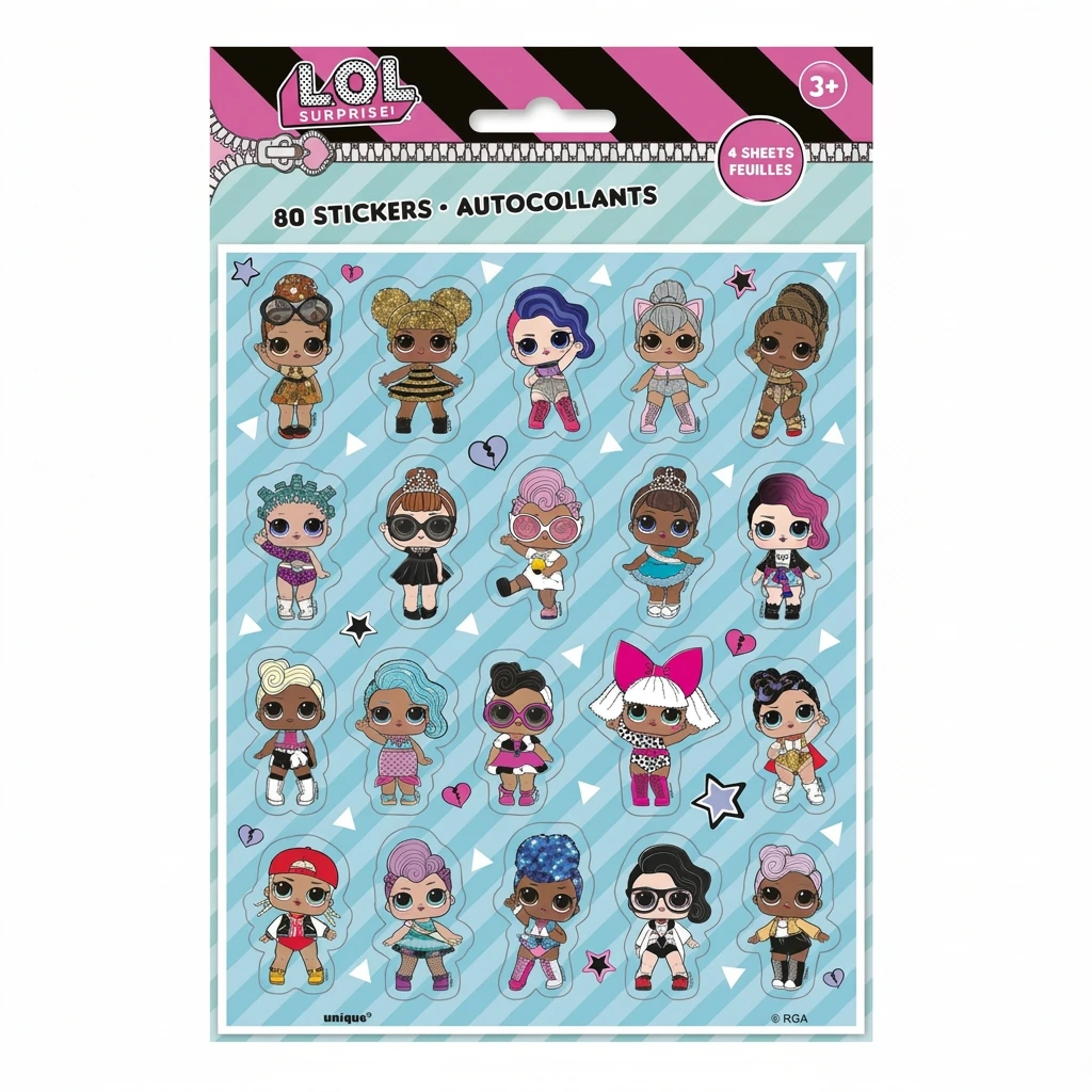 4 feuilles de stickers LOL SURPRISE