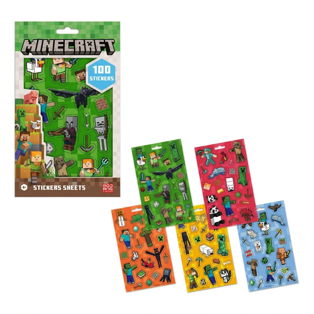 5 feuilles de stickers MINECRAFT