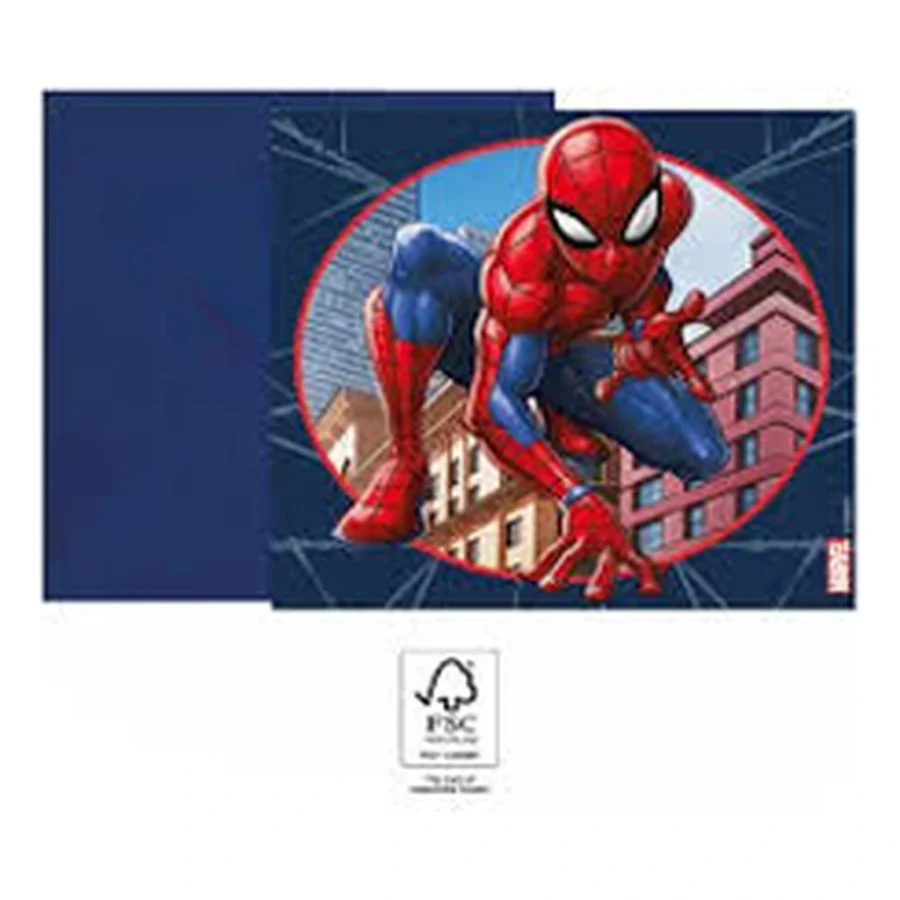 6 cartes d'invitation + enveloppes SPIDERMAN CRIME FIGHTER
