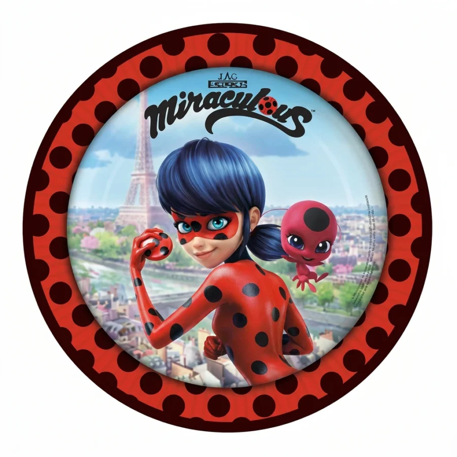 8 assiettes à jeter MIRACULOUS LADY BUG (23cm)