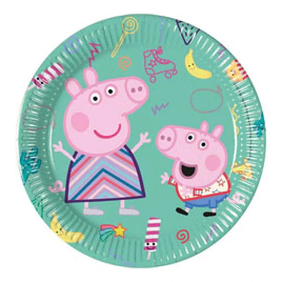 8 assiettes à jeter PEPPA PIG (VERT-20CM)