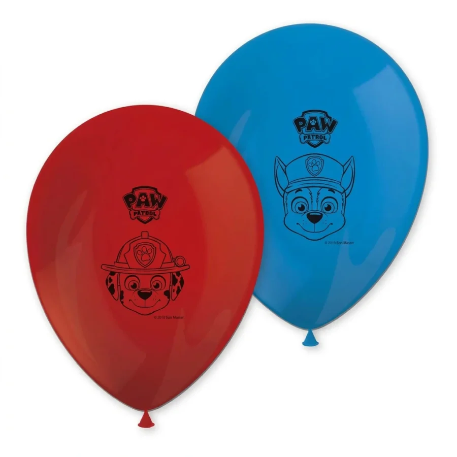 8 ballons latex PATPATROUILLE (rouge-bleu)
