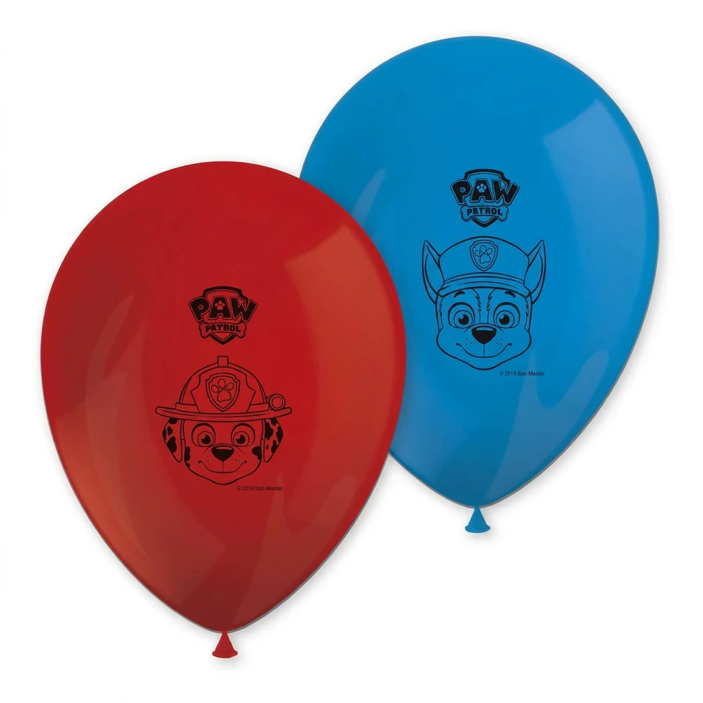 8 ballons latex PATPATROUILLE (rouge-bleu)