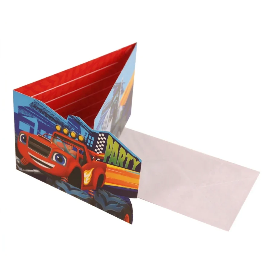 8 cartes d'invitation + enveloppes BLAZE ET LES MONSTER MACHINES