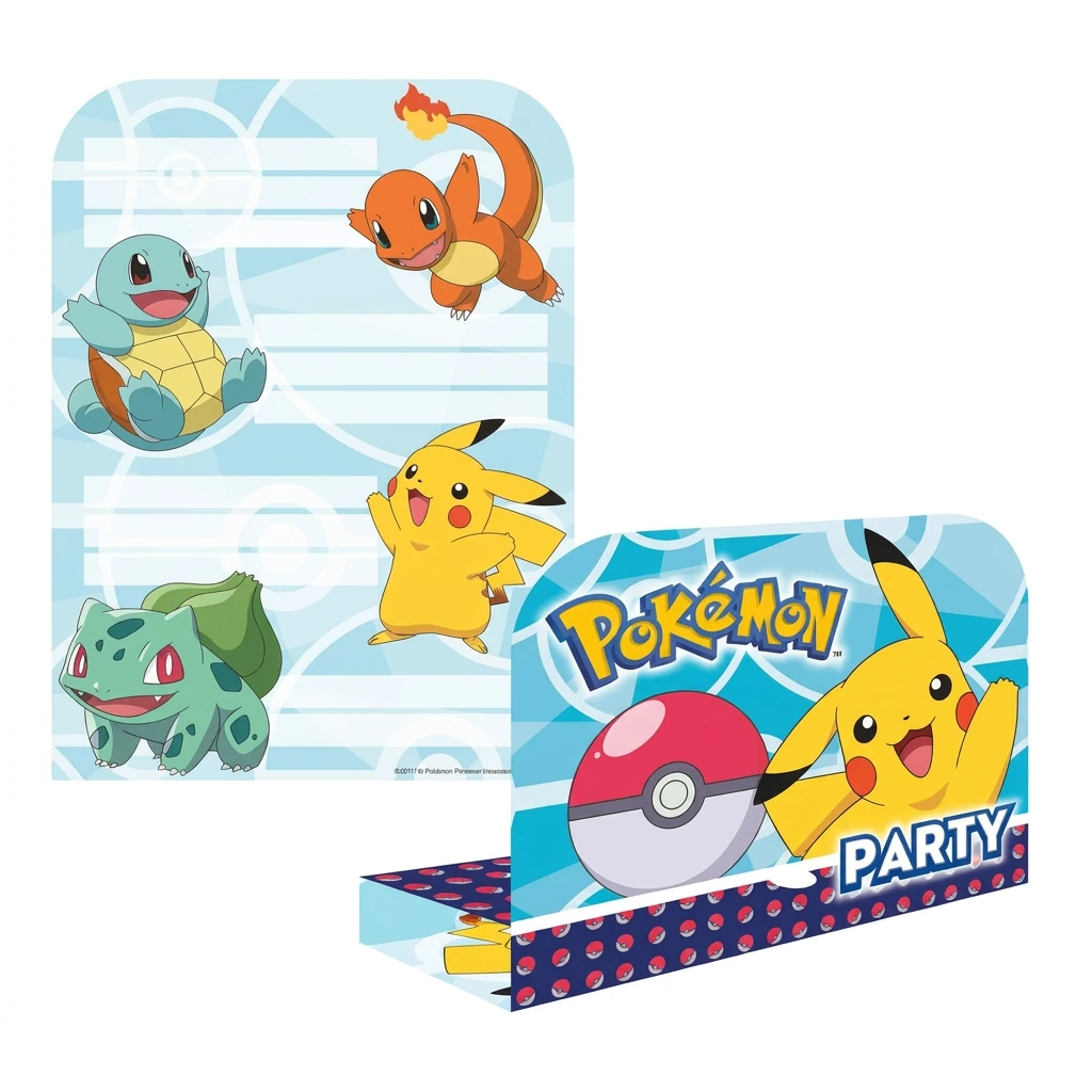 8 cartes d'invitation + enveloppes POKEMON