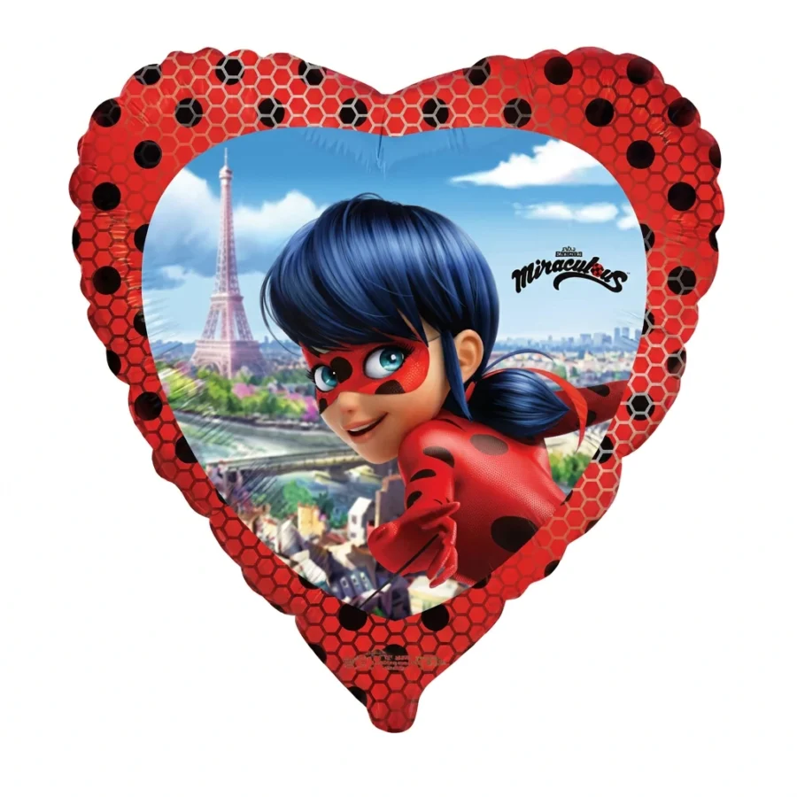 Ballon aluminium coeur MIRACULOUS LADY BUG (46cm)