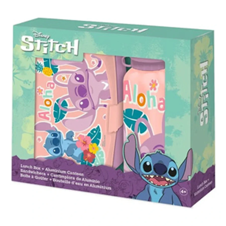 Coffret boîte à goûter + gourde aluminium STITCH Aloha