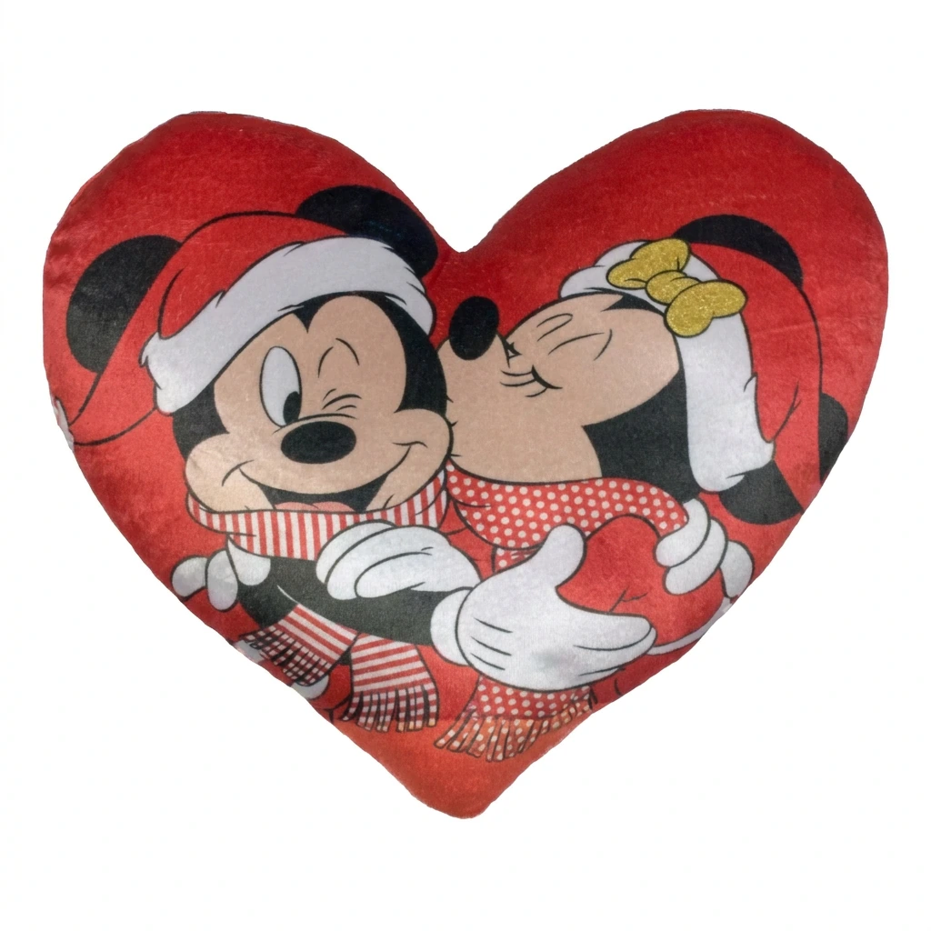 Coussin 3D coeur MINNIE et MICKEY Noël