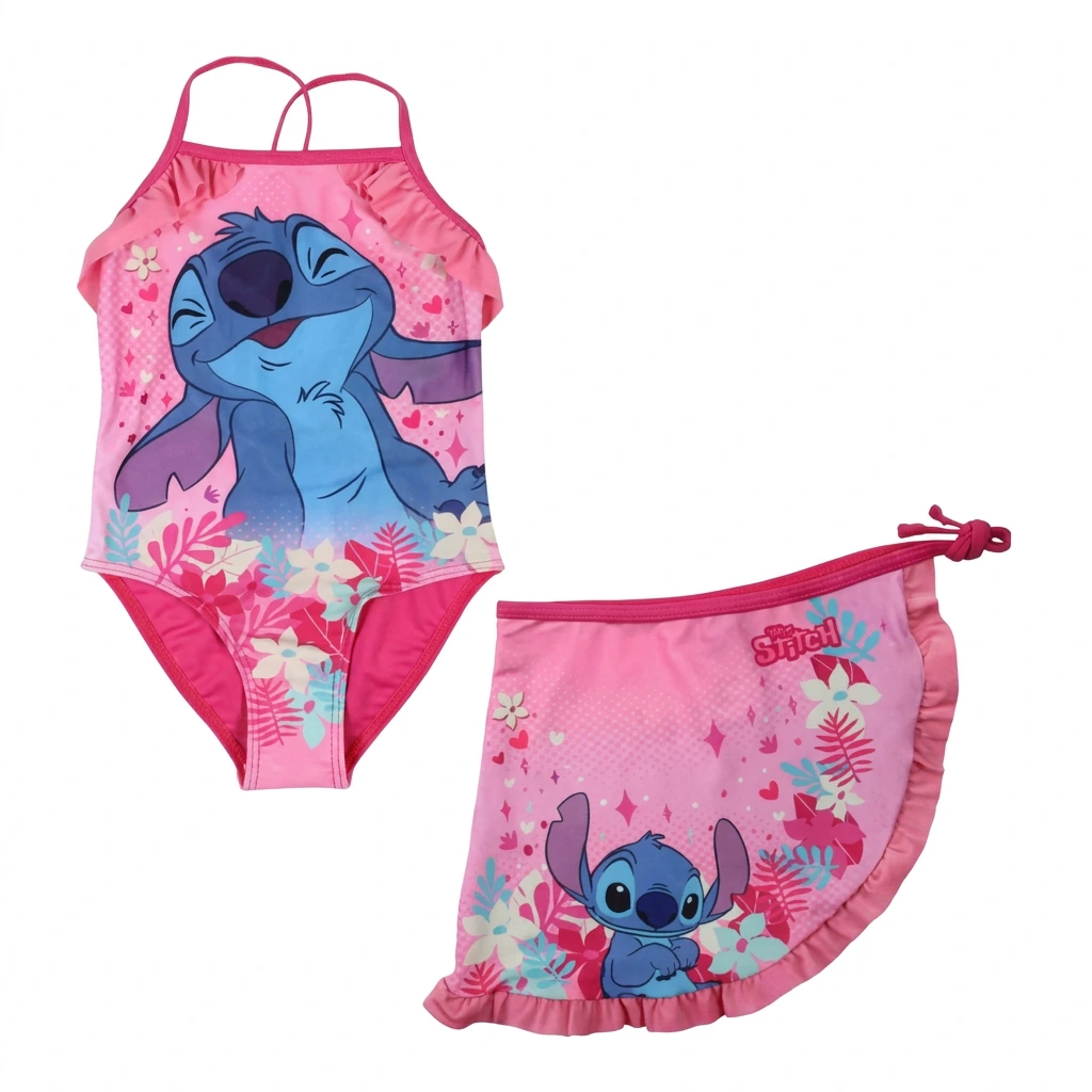 Ensemble maillot de bain + jupette paréo STITCH