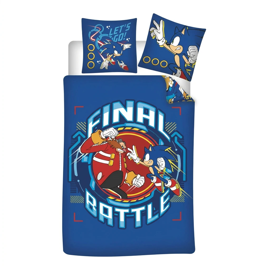 Parure housse de couette + taie SONIC "Final Battle" (coton)
