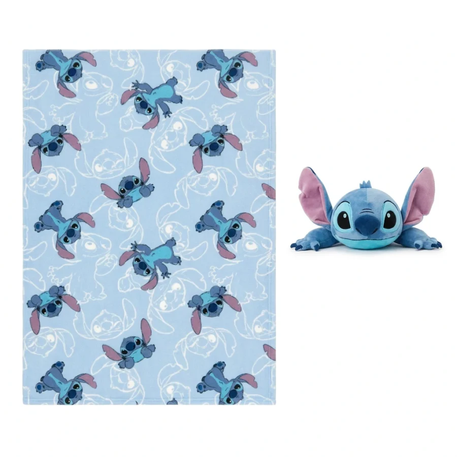 Set couverture polaire + coussin 3D STITCH