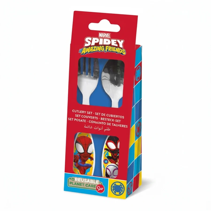Set de 2 couverts SPIDEY en coffret (inox)