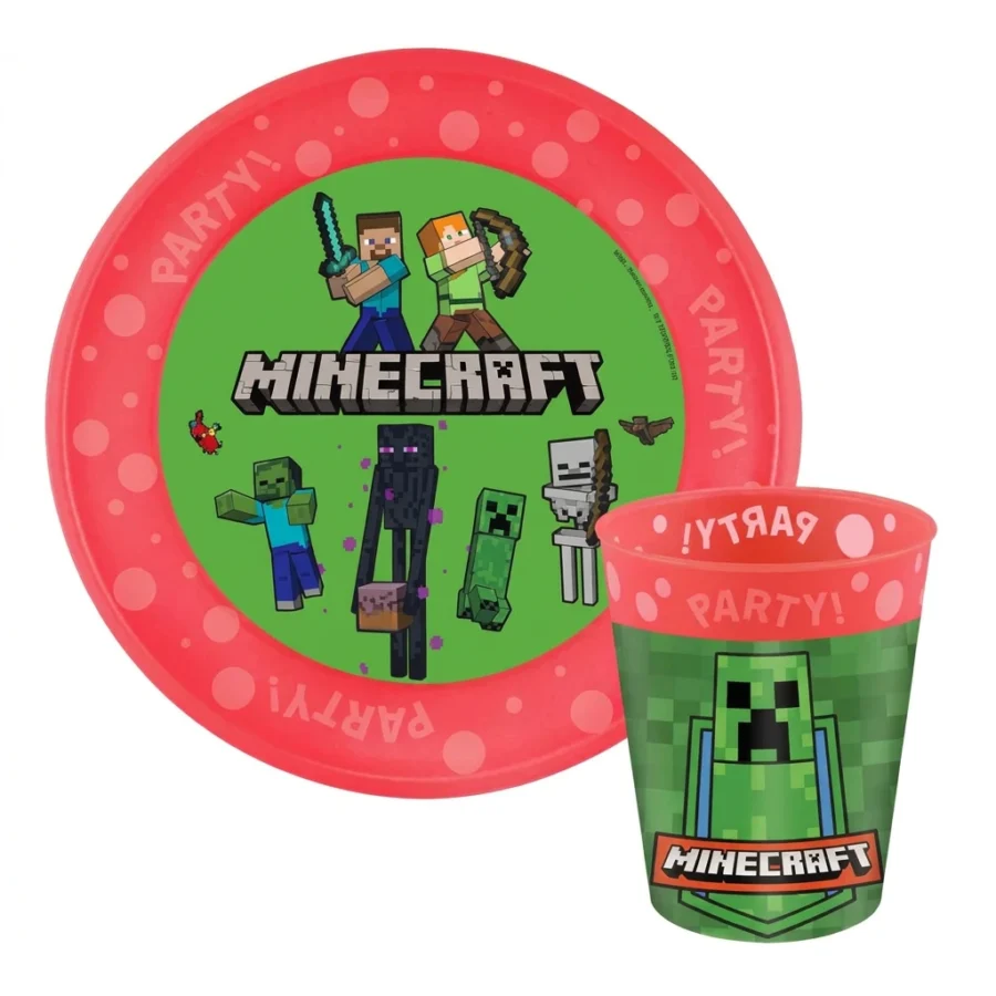 Set micro assiette + timbale "Party" MINECRAFT
